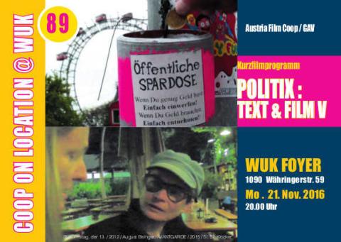 COL89: Text und Film: Politix Einladungskarte